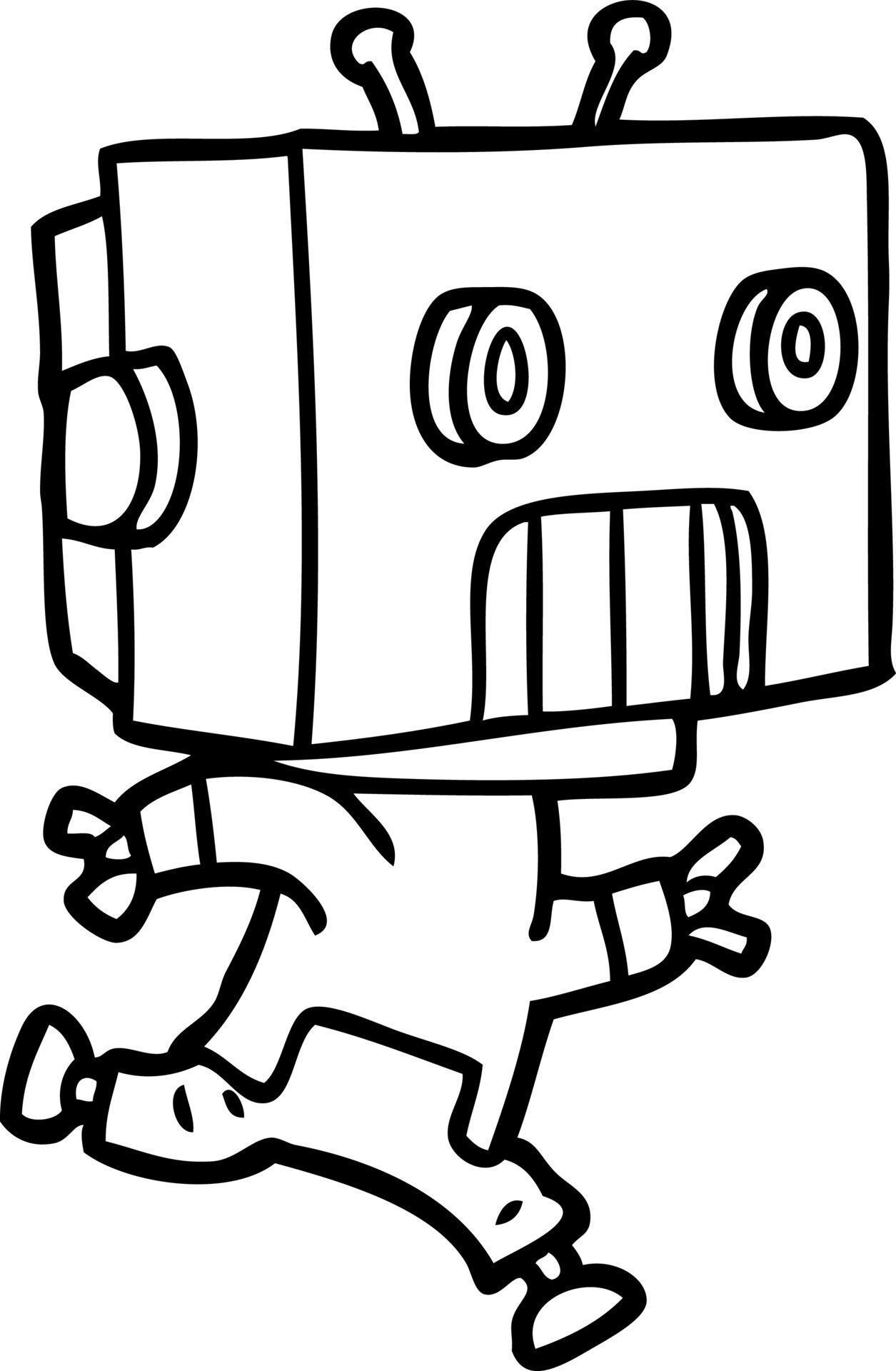 cartoon line drawing robot 12537568 Vector Art at Vecteezy