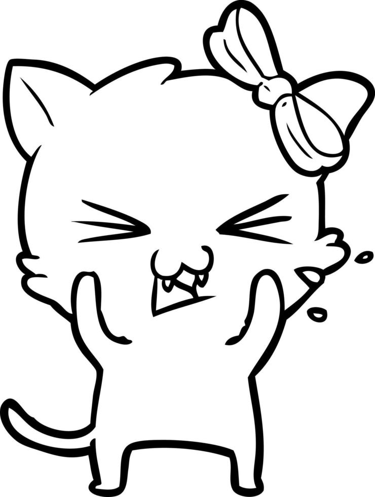 cartoon line drawing cat vector