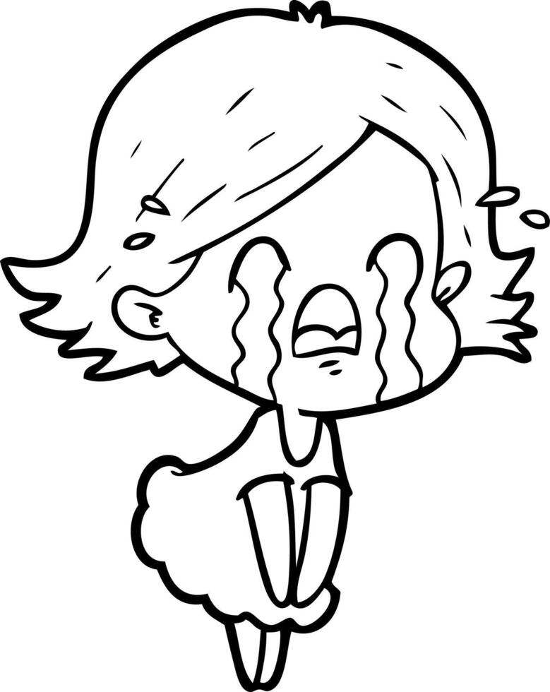 cartoon woman crying vector