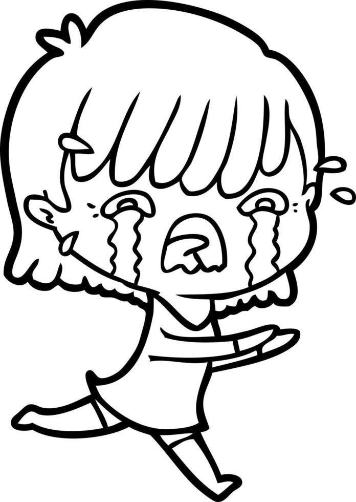 cartoon girl crying vector