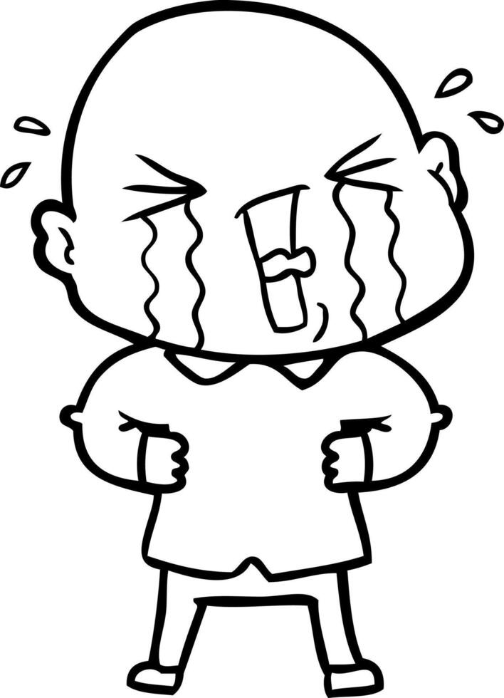 cartoon crying bald man vector