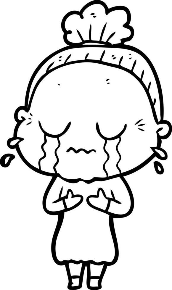 cartoon crying old lady vector