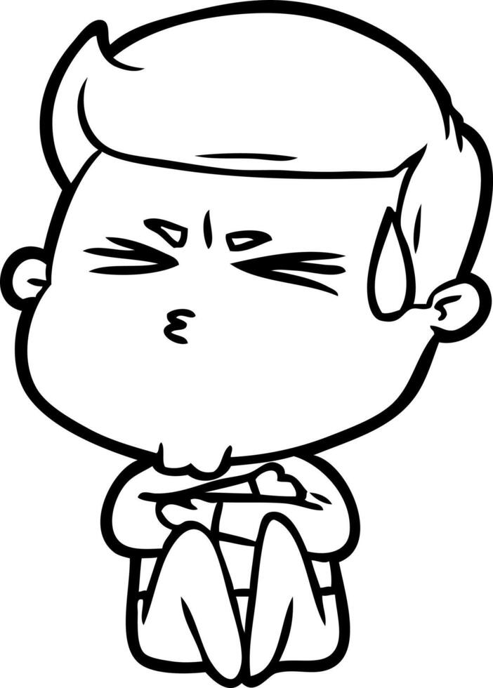 cartoon man sweating vector