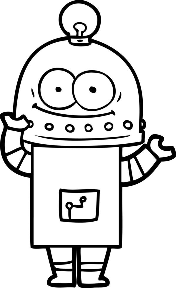 happy carton robot with light bulb vector