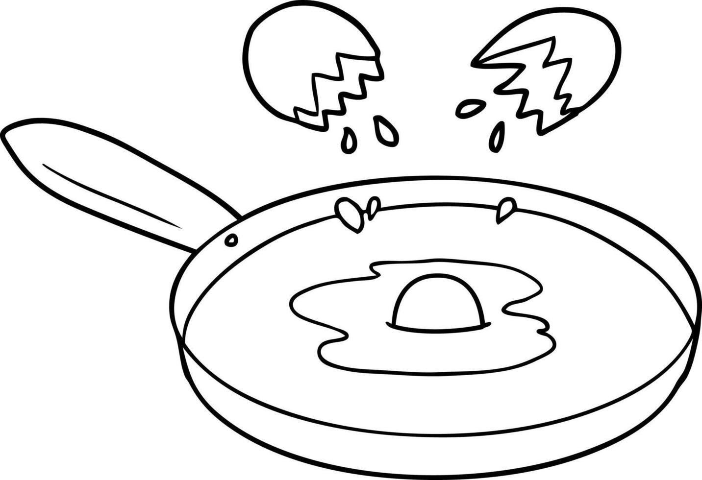 cartoon pan frying egg vector