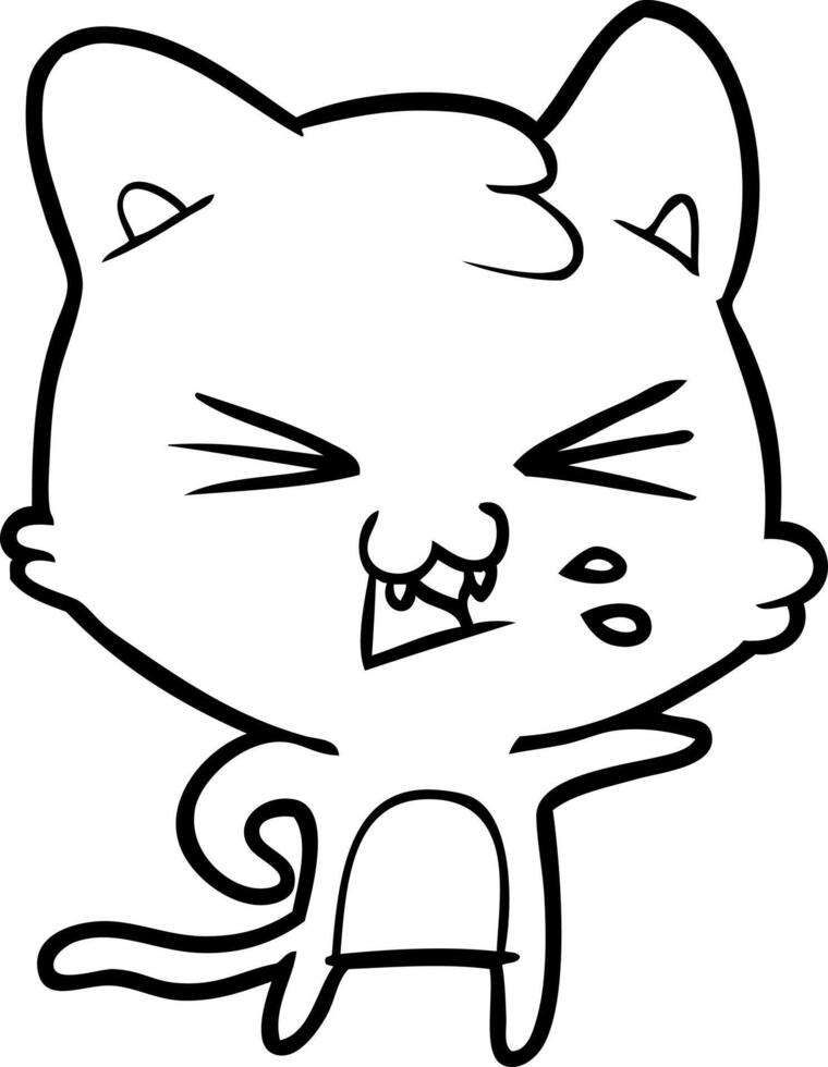 cartoon cat hissing vector