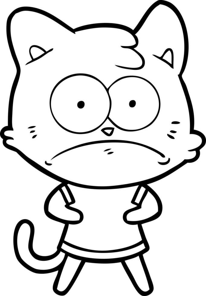 cartoon nervous cat vector