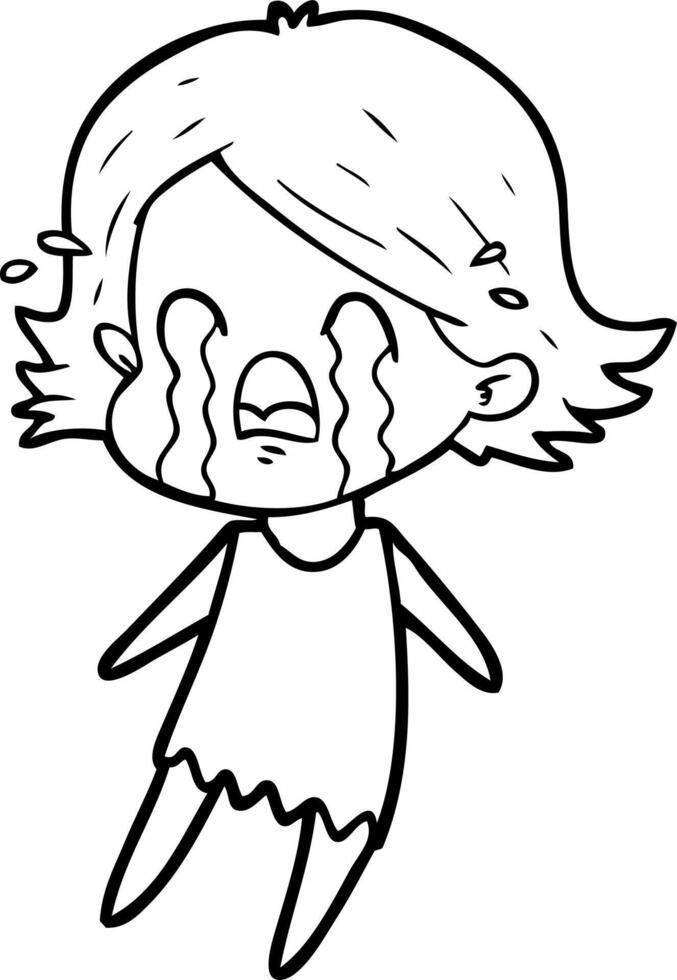 cartoon woman crying vector