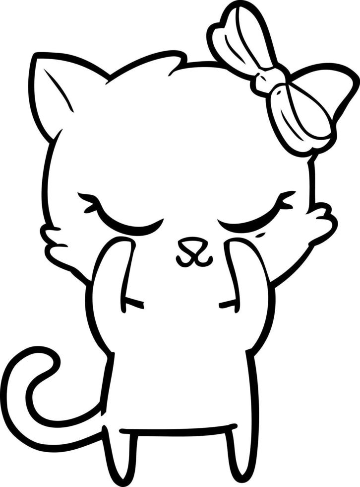 cute cartoon cat with bow vector