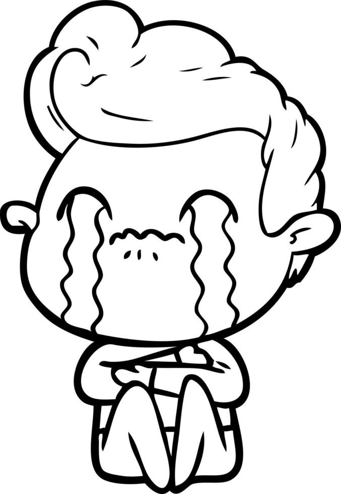 cartoon man crying vector