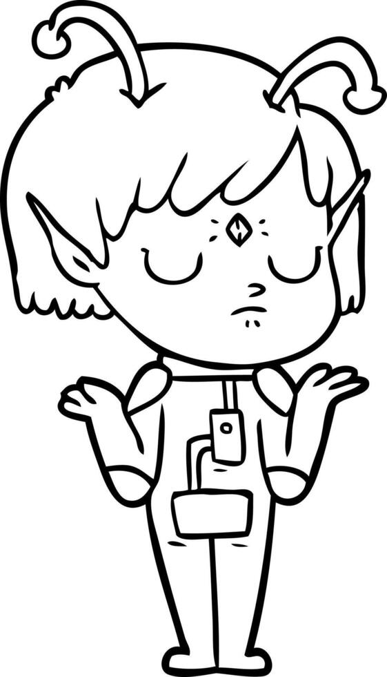 cartoon alien girl vector
