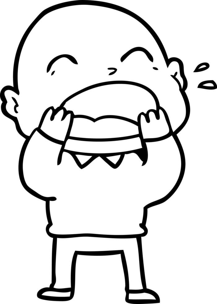 cartoon shouting bald man vector