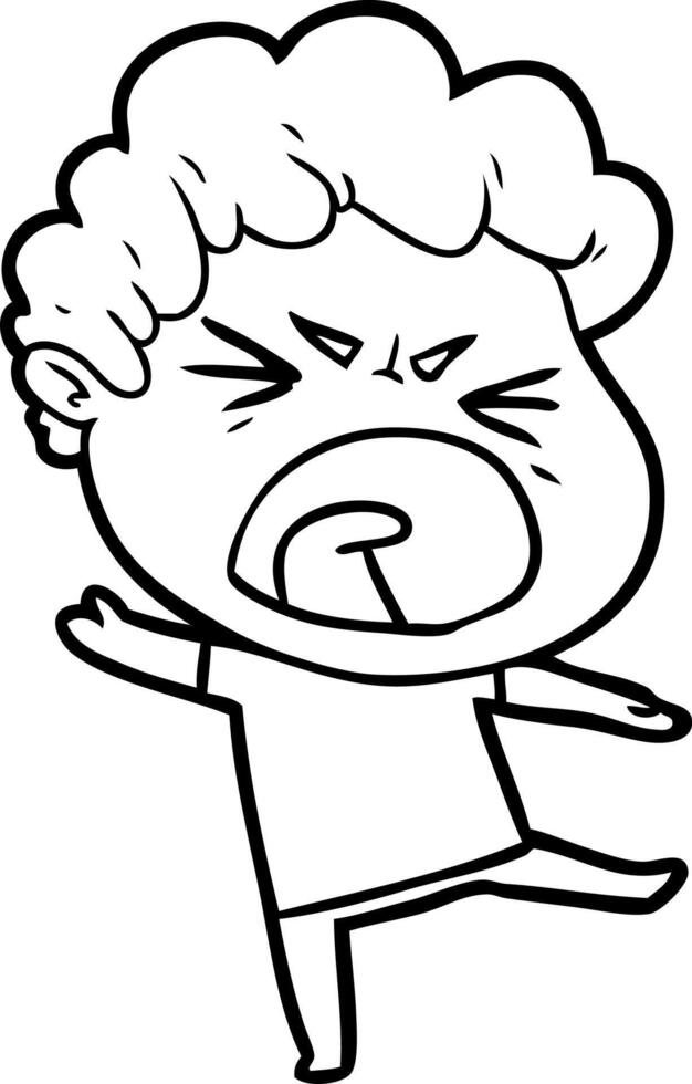 cartoon furious man vector