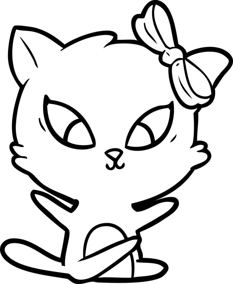 line drawing cartoon cat vector