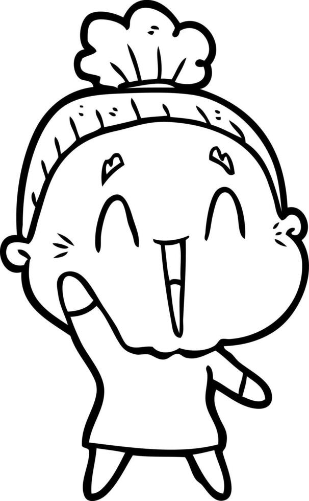 cartoon happy old lady vector