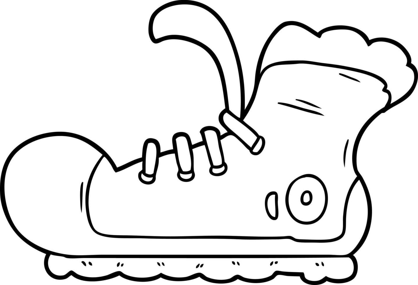 zapatilla de deporte de dibujo lineal de dibujos animados vector