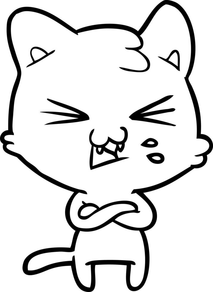 cartoon cat hissing vector