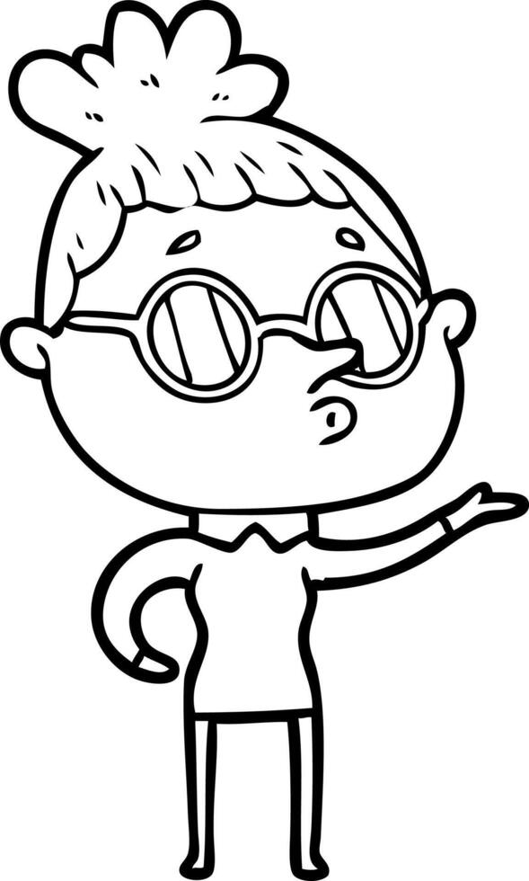cartoon woman wearing glasses vector