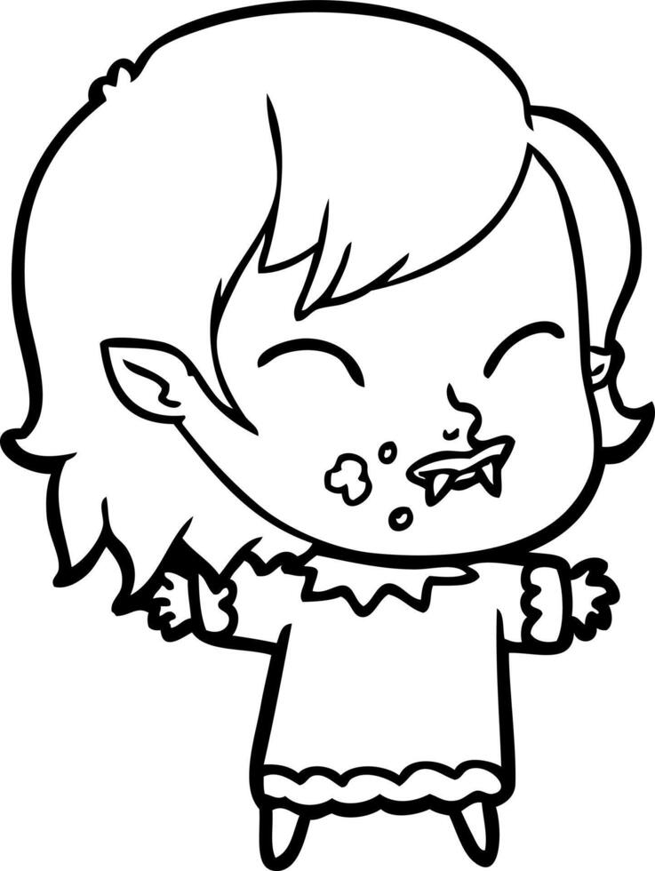 cartoon vampire girl with blood on cheek vector