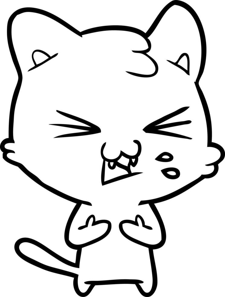 cartoon cat hissing vector