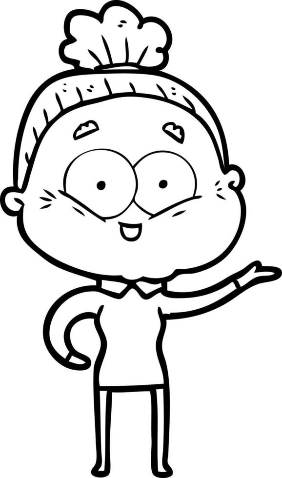 cartoon happy old woman vector