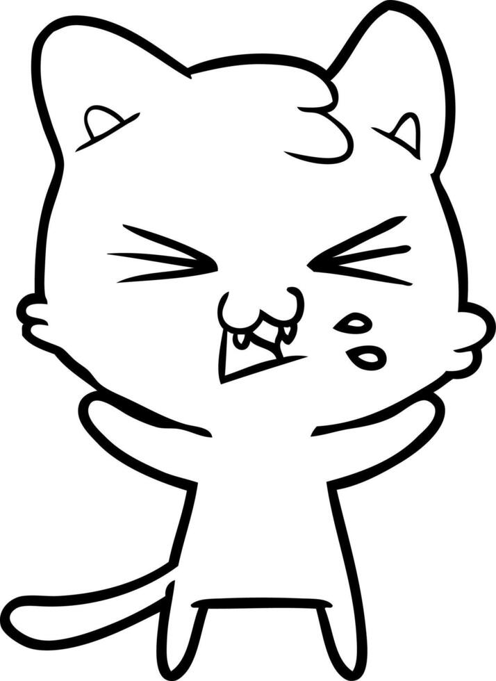 cartoon cat hissing vector