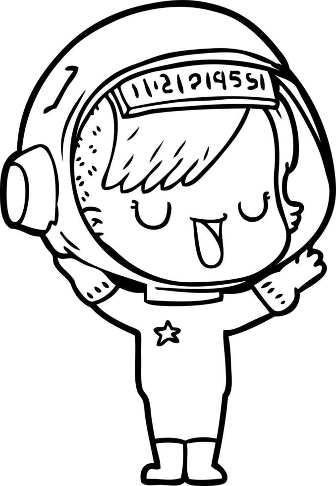 cartoon astronaut woman vector