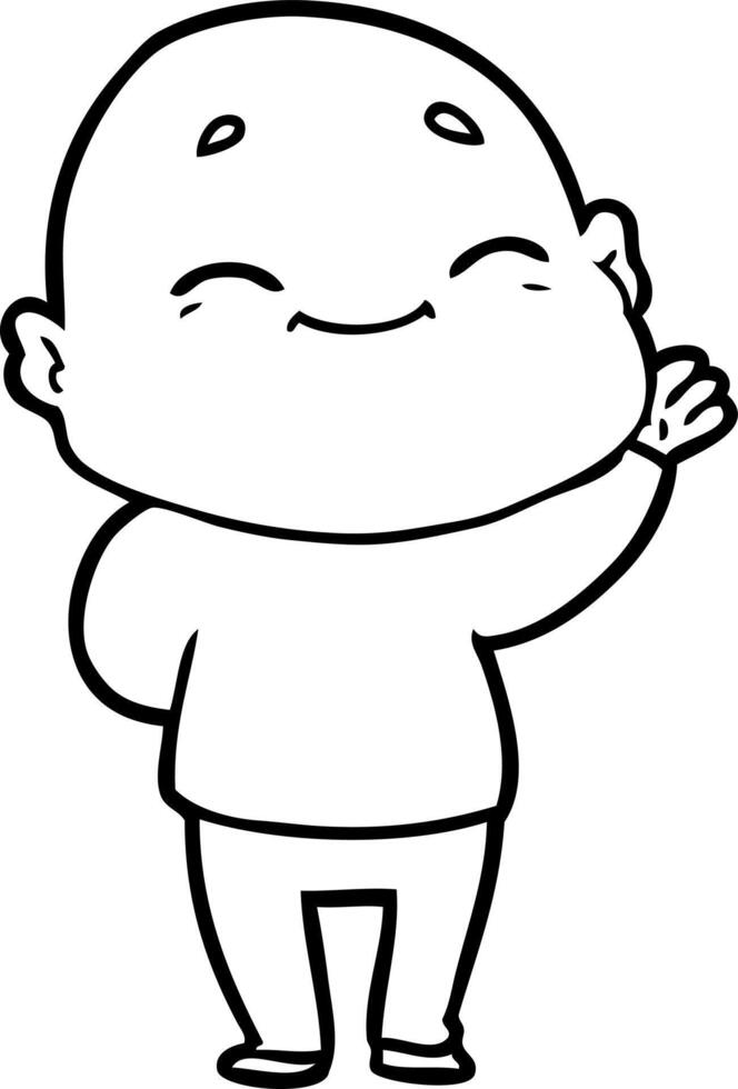 cartoon happy bald man vector
