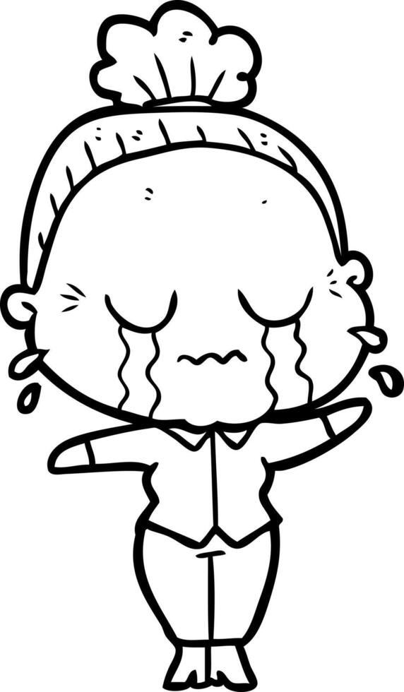 cartoon crying old lady vector