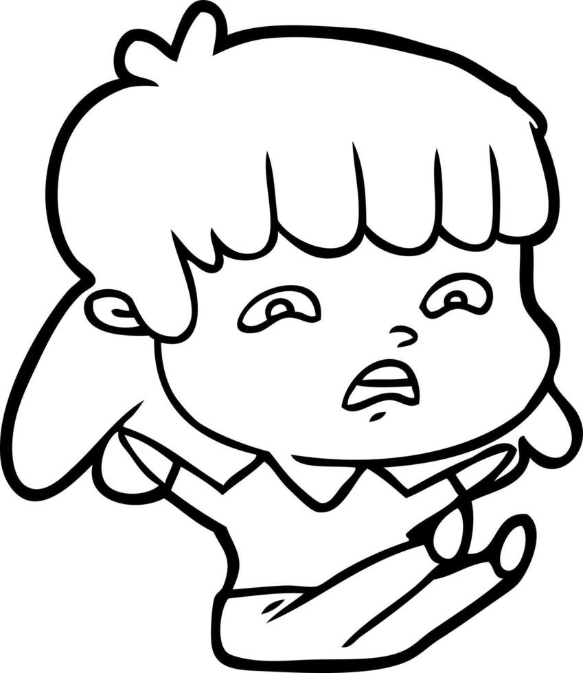 cartoon worried woman vector