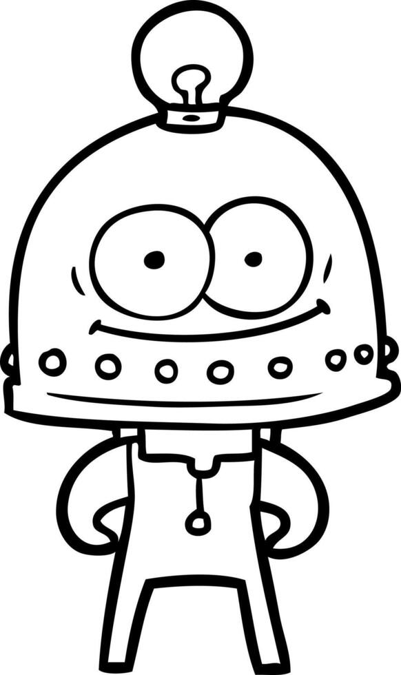 happy carton robot with light bulb vector