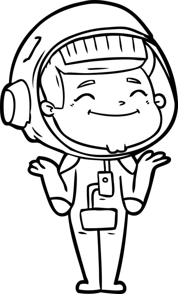 astronauta de dibujos animados feliz vector