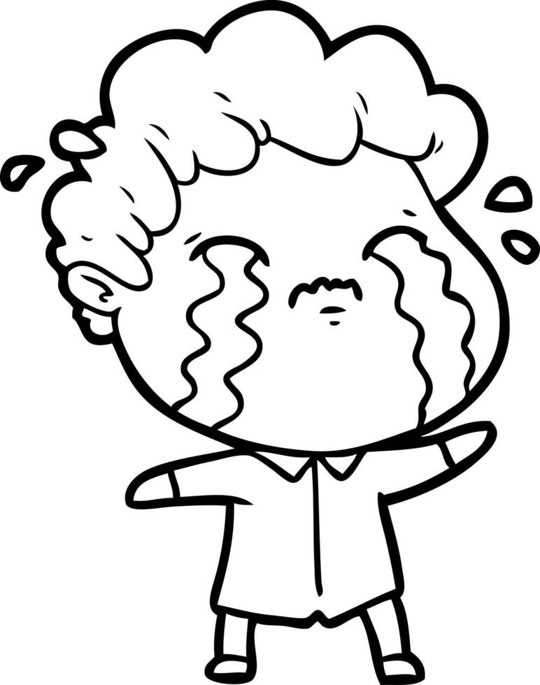 cartoon man crying vector