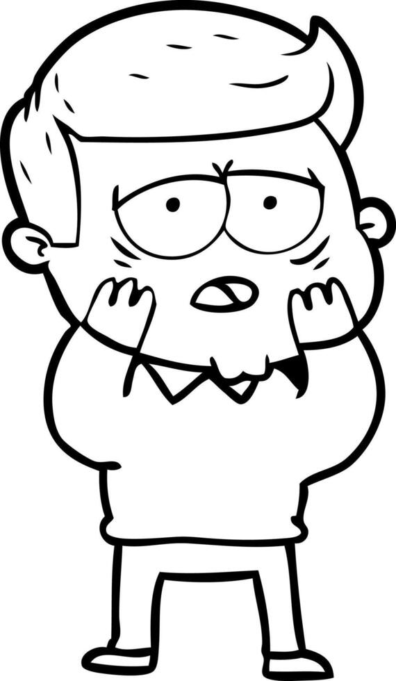 cartoon tired man vector