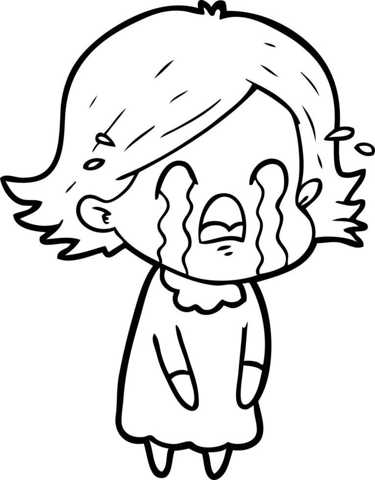 cartoon woman crying vector