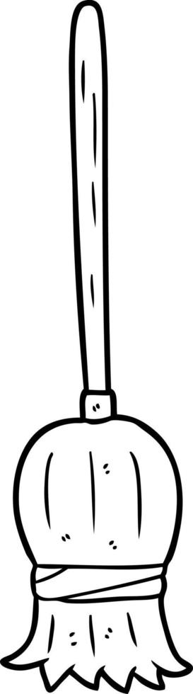 cartoon broom line art vector