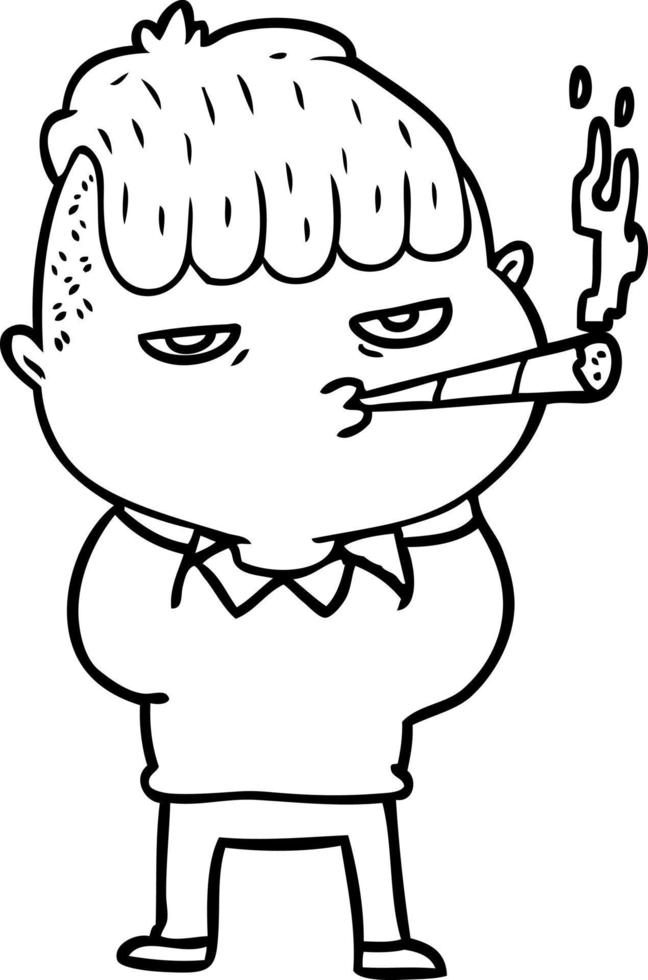 cartoon man smoking vector