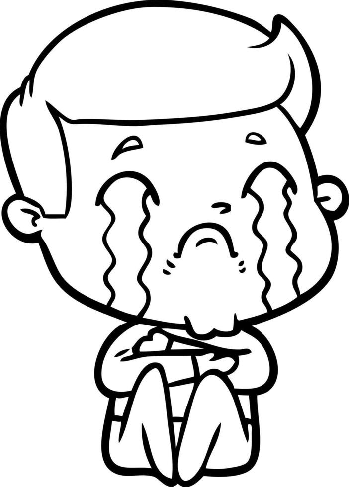 cartoon man crying vector