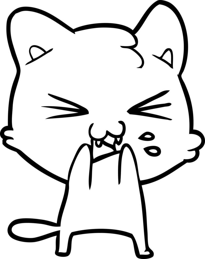cartoon cat hissing vector