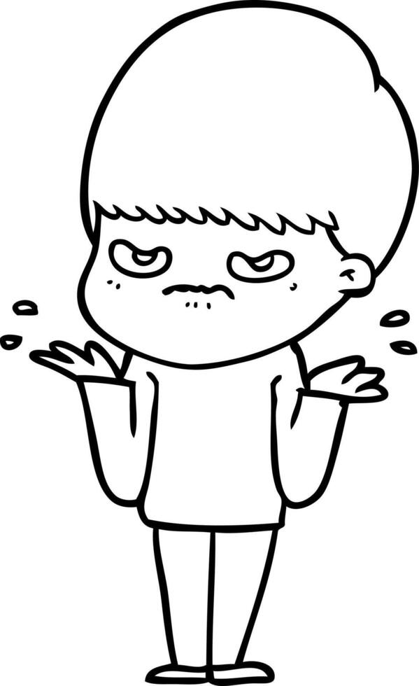 annoyed cartoon boy vector