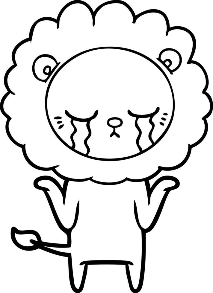 crying cartoon lion vector