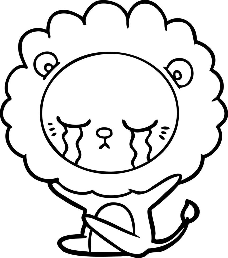 crying cartoon lion vector