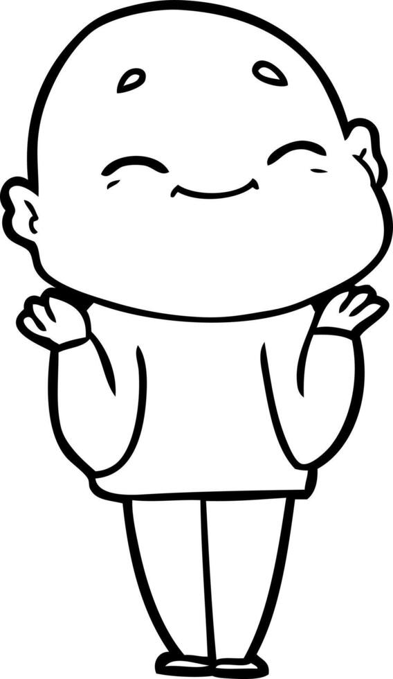 happy cartoon bald man vector