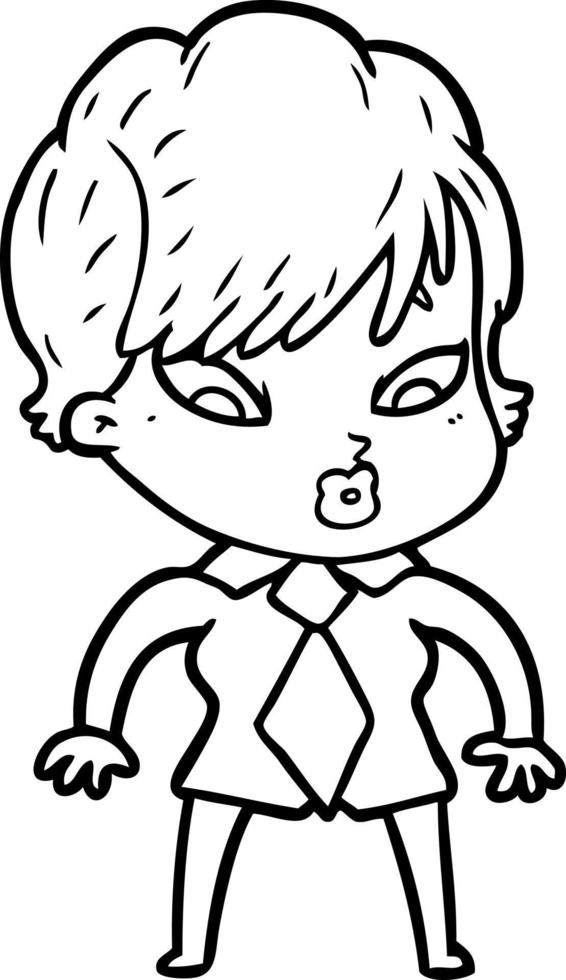 cartoon line drawing woman vector