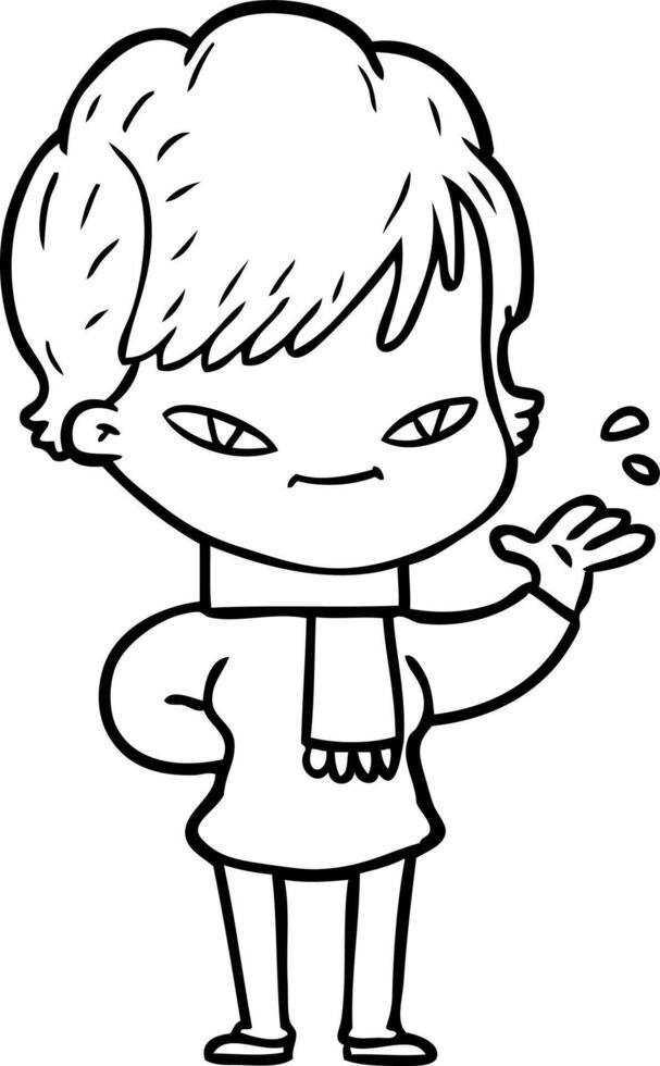 cartoon happy woman vector