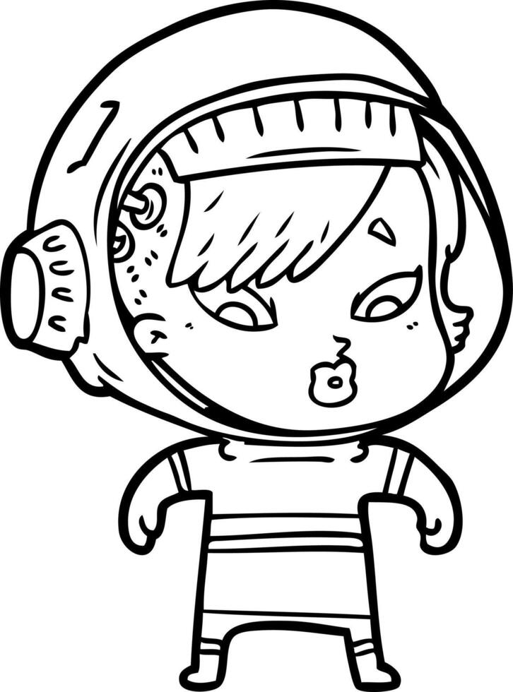 cartoon astronaut woman vector