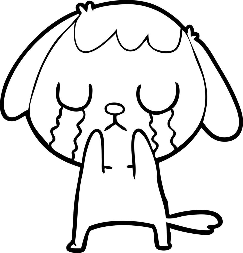 cute cartoon dog crying vector