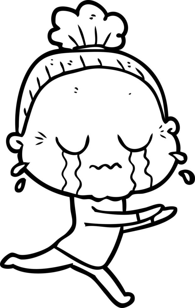 cartoon crying old lady vector