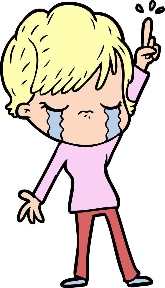 cartoon woman crying vector