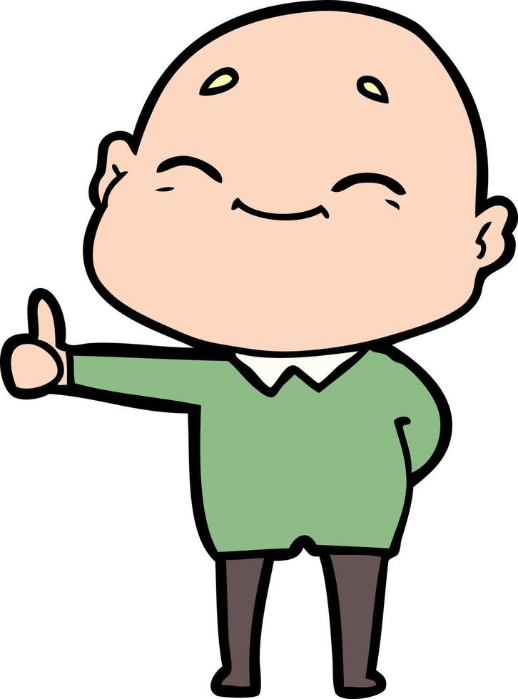 happy cartoon bald man vector